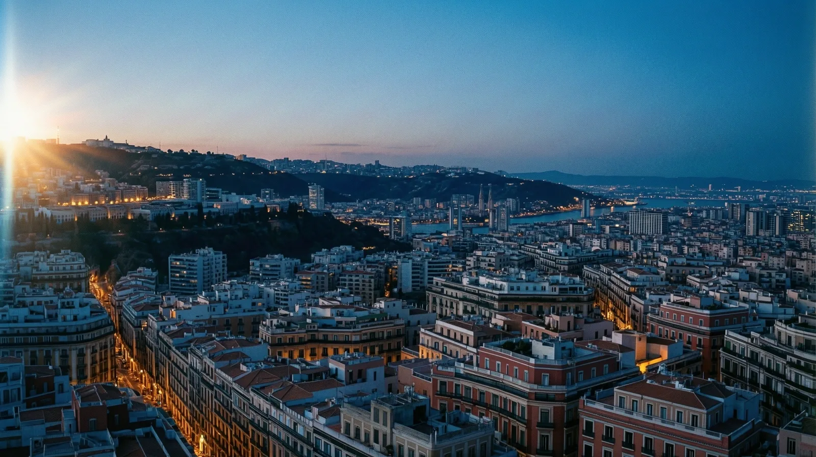 Vista crepuscular técnica de Barcelona