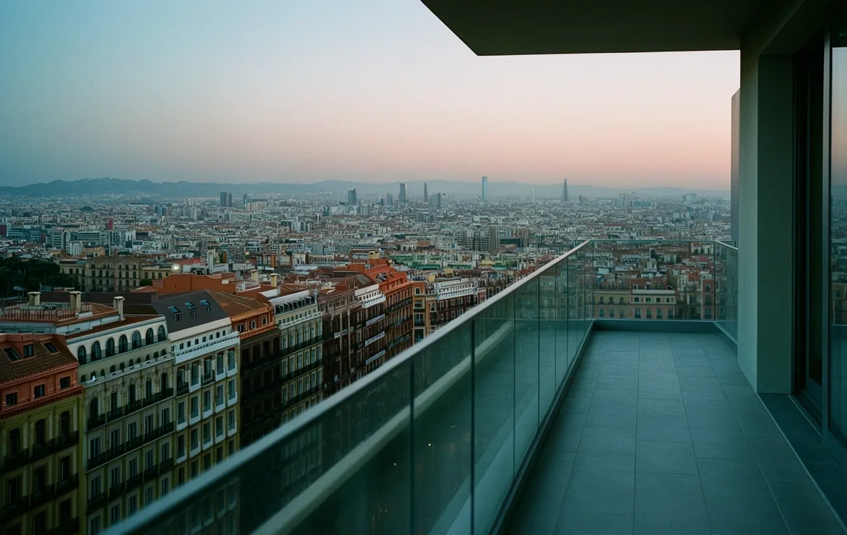 Panorámica técnica de Barcelona al atardecer